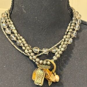 Vintage Silpada Ehereal Rhinestone Necklace w Brass and Genuine Pearl